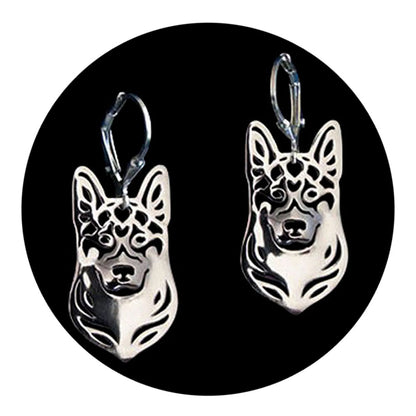 German Shepherd Dog Silver Necklace Earrings Set Women Ginger Lyne Collection - Dog Set