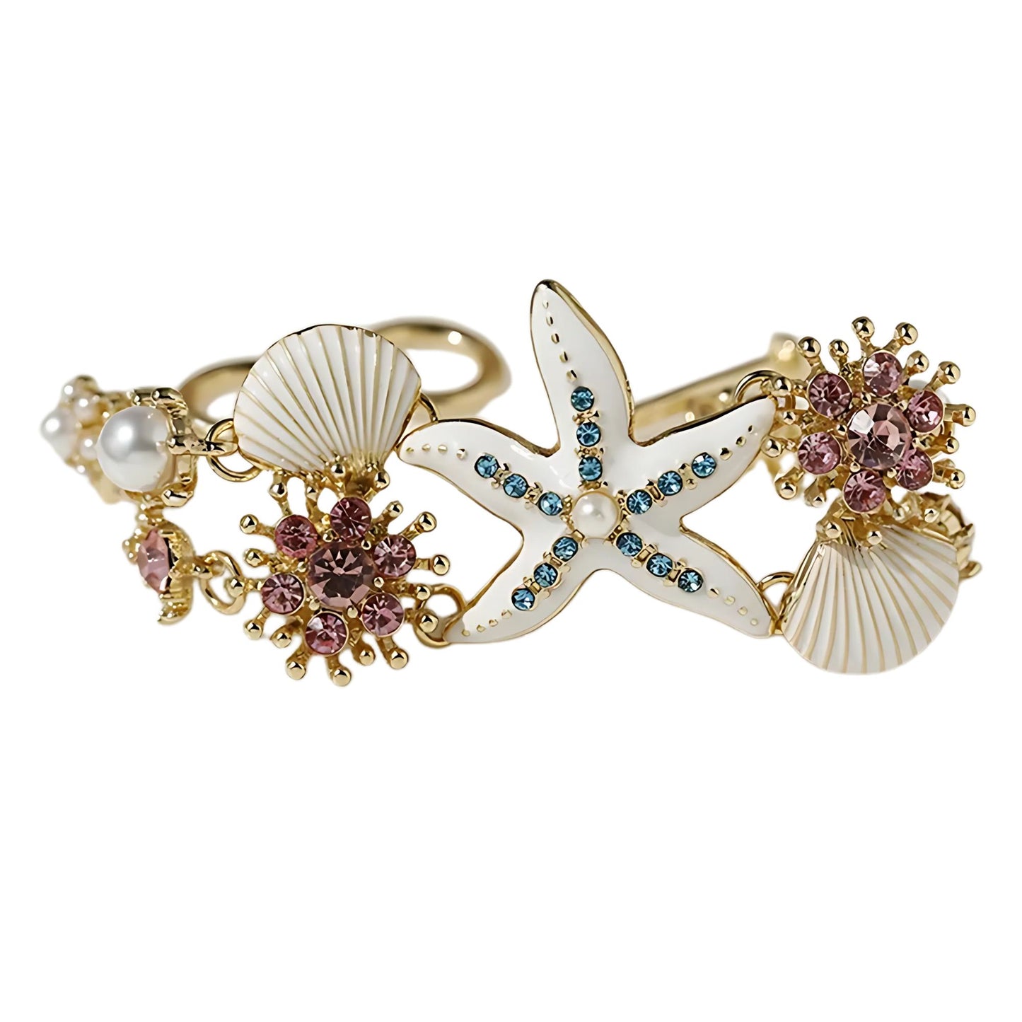 StarfishCharmBraceletforWomenbyGingerLyneGoldPlatedPearlsStarfishandShells_Gold-1