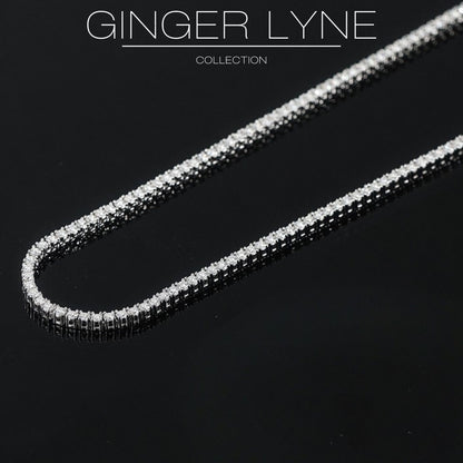 Tennis Necklace for Women Sterling Silver 3mm or 5mm Cubic Zirconia 16 or 18" Lengths by Ginger Lyne - 3mm-18"