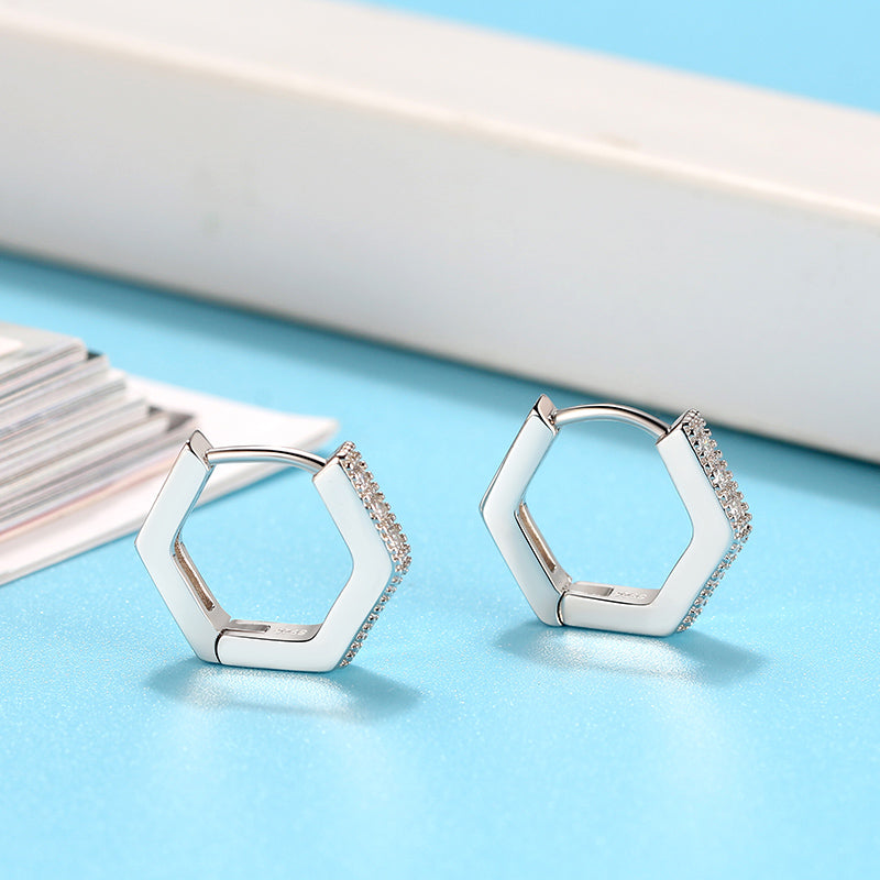 HexagonHoopEarringsforWomenSterlingSilverClearPaveCzGingerLyneCollection_Silver-3