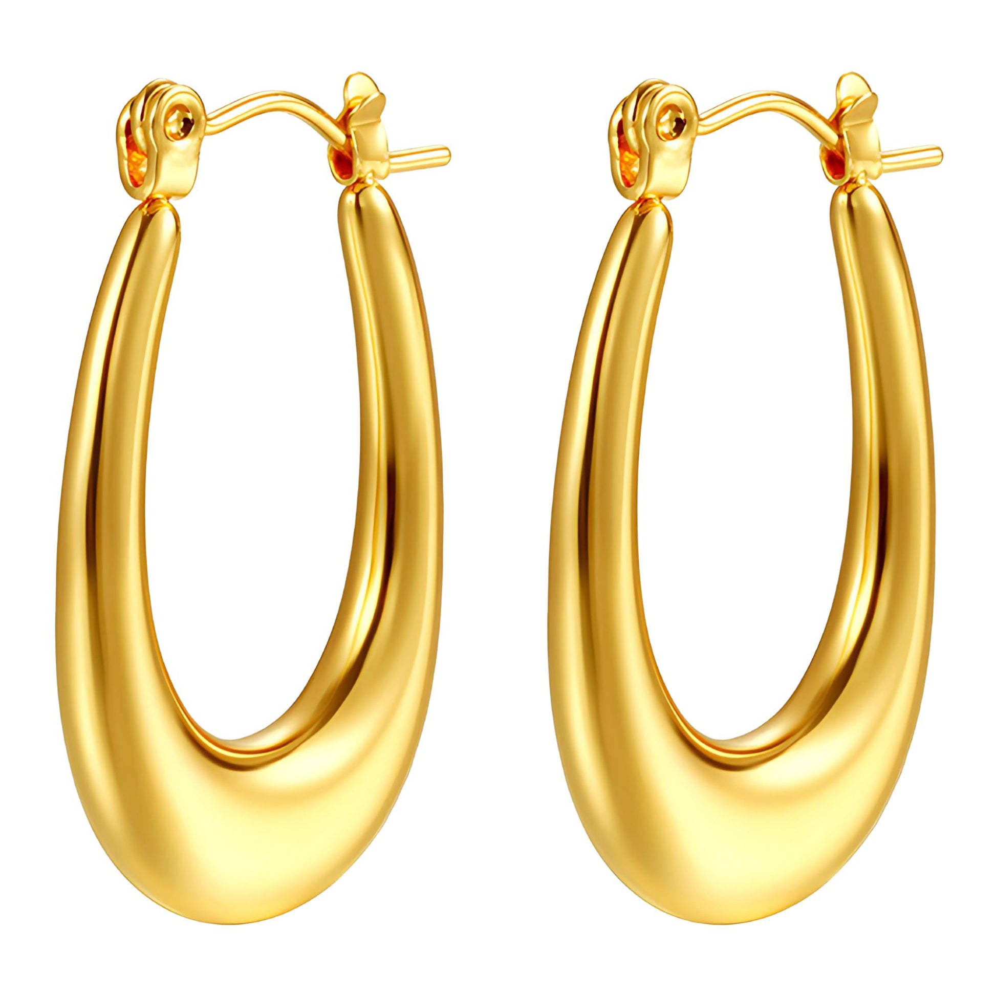 HoopEarringsforWomenbyGingerLyneGoldStainlessSteelLightweightClassicEverydayStyle_Gold-1