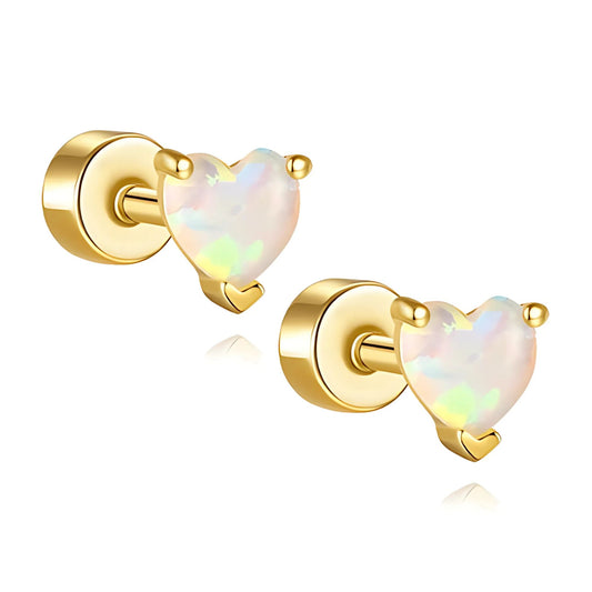 HeartFlatBackOpalEarringsforCartilageHelixTragusLobe16gGoldoverSterlingSilverStudsPairbyGingerLyne_White-1