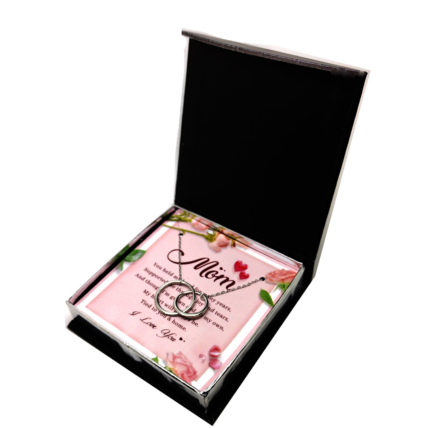 Mom Greeting Card Sterling Silver Linked Circles Necklace Women Ginger Lyne Collection - Mom-778 - Mom-778