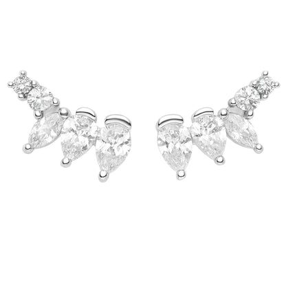PearCZEarringsGraduatedCubicZirconiaSterlingSilver1pairbyGingerLyneCollection_Silver-1