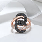 Load image into Gallery viewer, Interlinking Ring Rose Gold Sterling Silver Black Cz Women Ginger Lyne - 10
