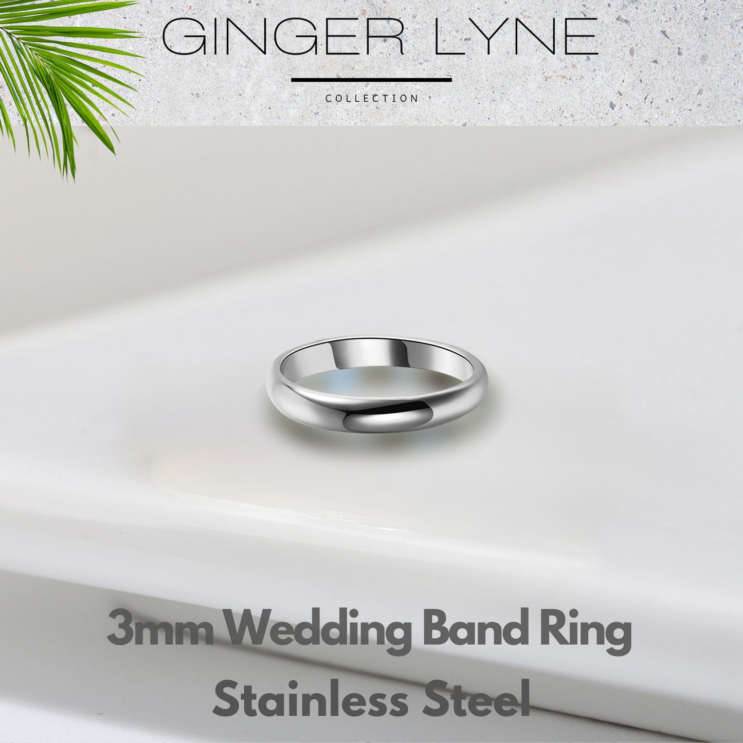 3mm Wedding Band Sterling Silver Women Men Ring Ginger Lyne Collection