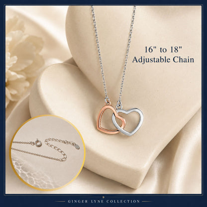 InterlockingHeartNecklace,LinkedTwoToneSterlingSilverLovePendantbyGingerLyneCollection_Silver-5