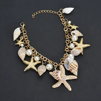 SeashellCharmBraceletforWomenbyGingerLyneGoldPlatedPearlsStarfishandShells_Silver-3