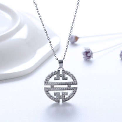 Flower Window Pattern Pendant Necklace for Women Cz Ginger Lyne Collection - Silver