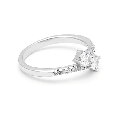 Tatiana Engagement Ring Sterling Silver 2 Stone Cz Womens Ginger Lyne Collection