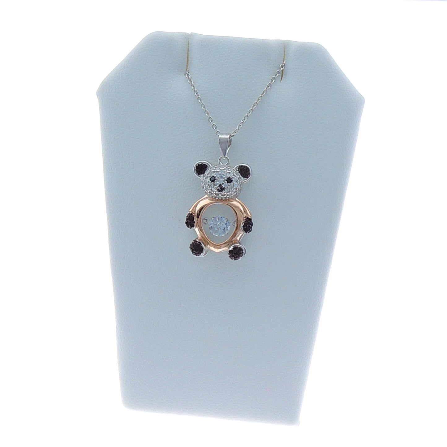 Panda Bear Necklace Swing Stone Sterling Silver Cz Girls Ginger Lyne Collection