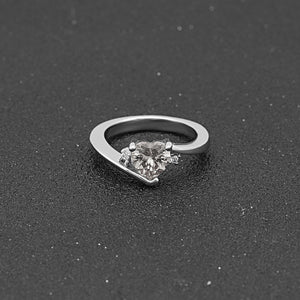 Kale Heart Engagement Ring Sterling Silver Clear Cz Womens Ginger Lyne Collection - 10