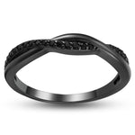 Load image into Gallery viewer, Sterling Silver Black Wedding Band for Women Half Eternity Cz Anniversary Ring by Ginger Lyne Collection - Black Black Stones,10
