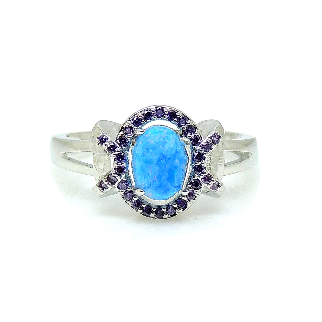 Cheyna Statement Ring Blue Fire Opal Purple CZ Ginger Lyne Collection