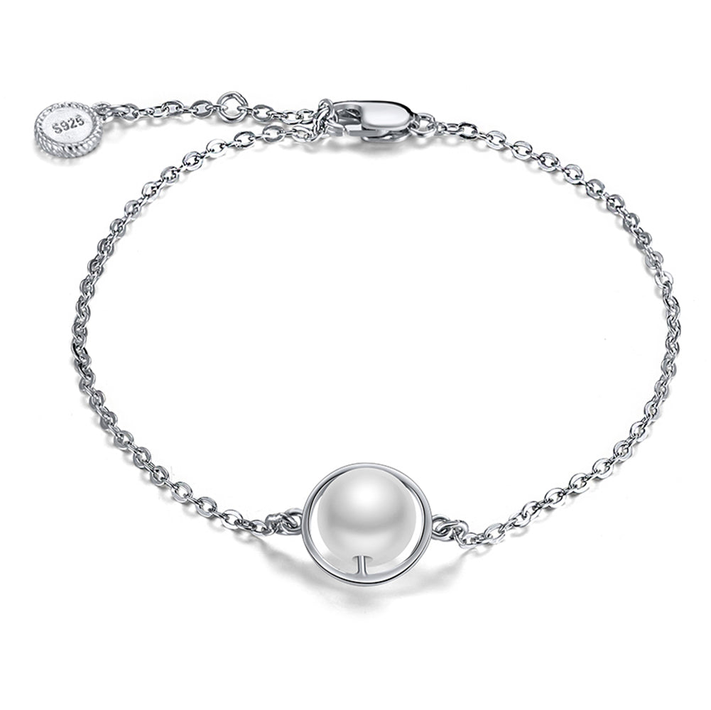Chain Bracelet for Women Gold Sterling Silver Pearl Ginger Lyne Collection - White