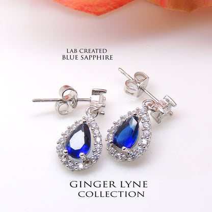 Sonoma Stud Dangle Earrings Blue Pear Clear Cz Womens Ginger Lyne Collection