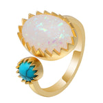 Load image into Gallery viewer, Bexley Simulated Oval Fire Opal Turquoise Ring Womens Ginger Lyne Collection - 7
