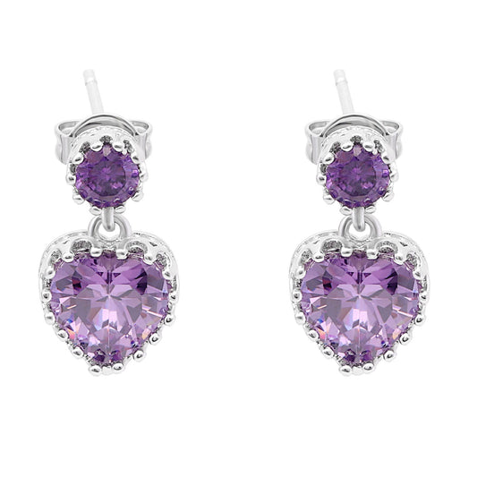 ColetteDangleEarringsWomensPurpleHeartCubicZirconiaGingerLyneCollection_Purple-1