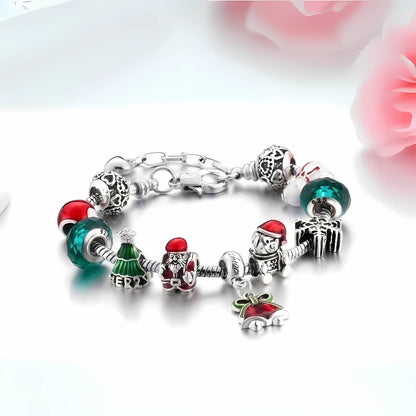 ChristmasCharmBraceletforWomenbyGingerLyne9"AlloyColorfulSantaHolidayItalianStyleBeads_Multi-color-3