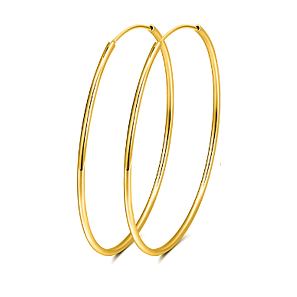 Hoop Earrings for Women 50mm Classic Thin Gold Sterling Silver Womens Ginger Lyne Collection - 50mm-Gold