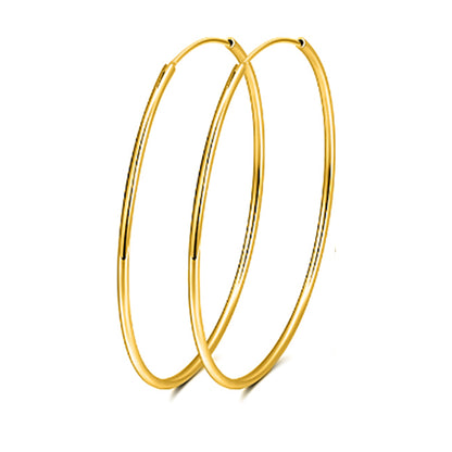 Hoop Earrings for Women 50mm Classic Thin Gold Sterling Silver Womens Ginger Lyne Collection - 50mm-Gold
