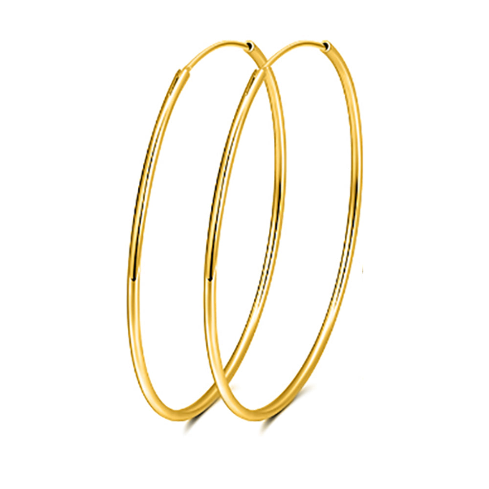 Thin Hoop Earrings for Women Classic Thin Sterling Silver Womens Ginger Lyne Collection - 50mm-Gold
