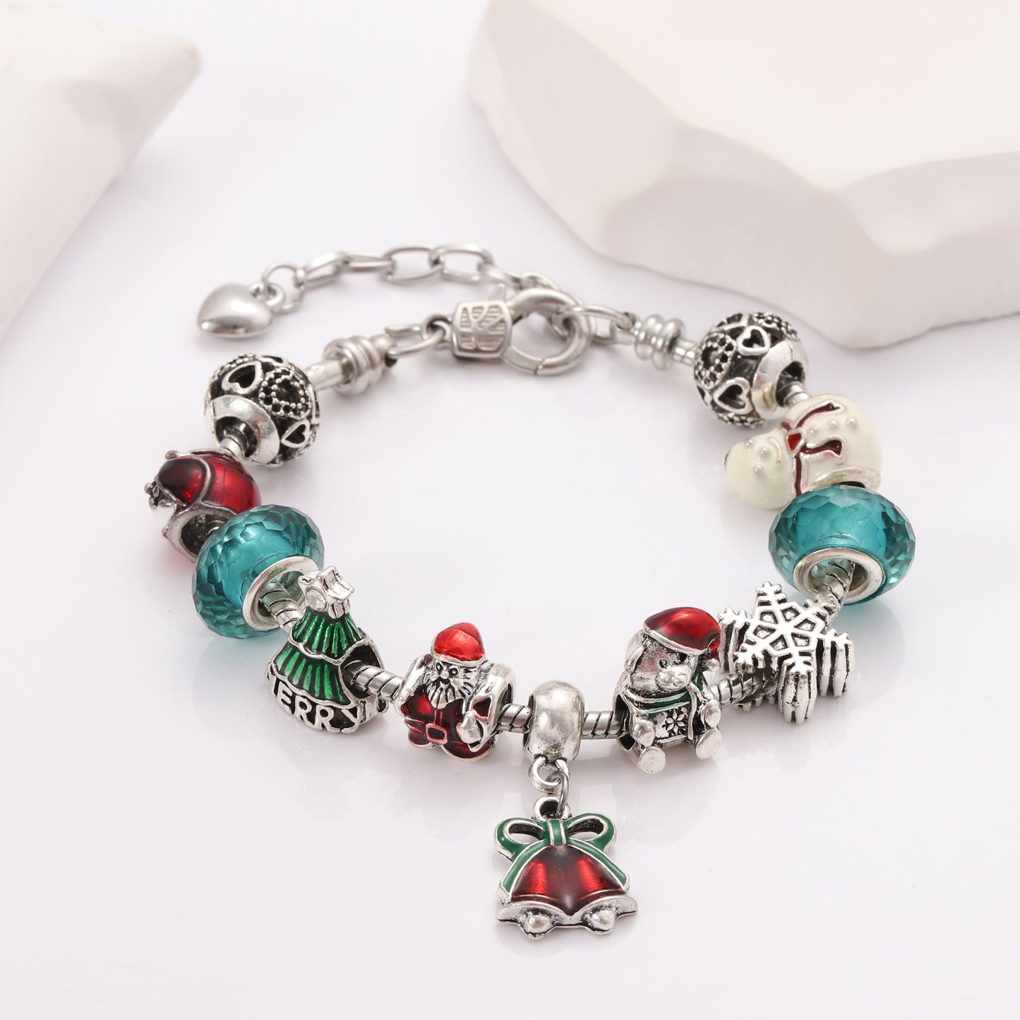 ChristmasCharmBraceletforWomenbyGingerLyne9"AlloyColorfulSantaHolidayItalianStyleBeads_Multi-color-8