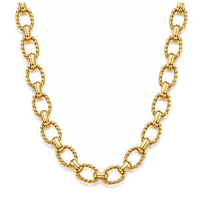 OvalRopeLinkCircleChainNecklaceforWomen18KTGoldPlatedStainlessSteel19"GingerLyneCollection_GoldTone-1