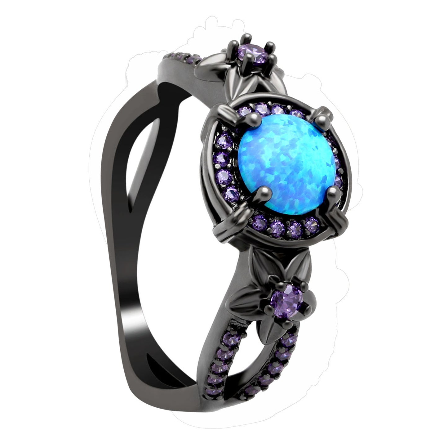 Sloane Statement Ring Womens Purple Black Plated Fire Opal Ginger Lyne Collection