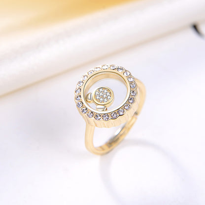 Floating CZ Teddy Bear Ring for Women Gold Plated Sterling Silver Ginger Lyne Collection - Ring
