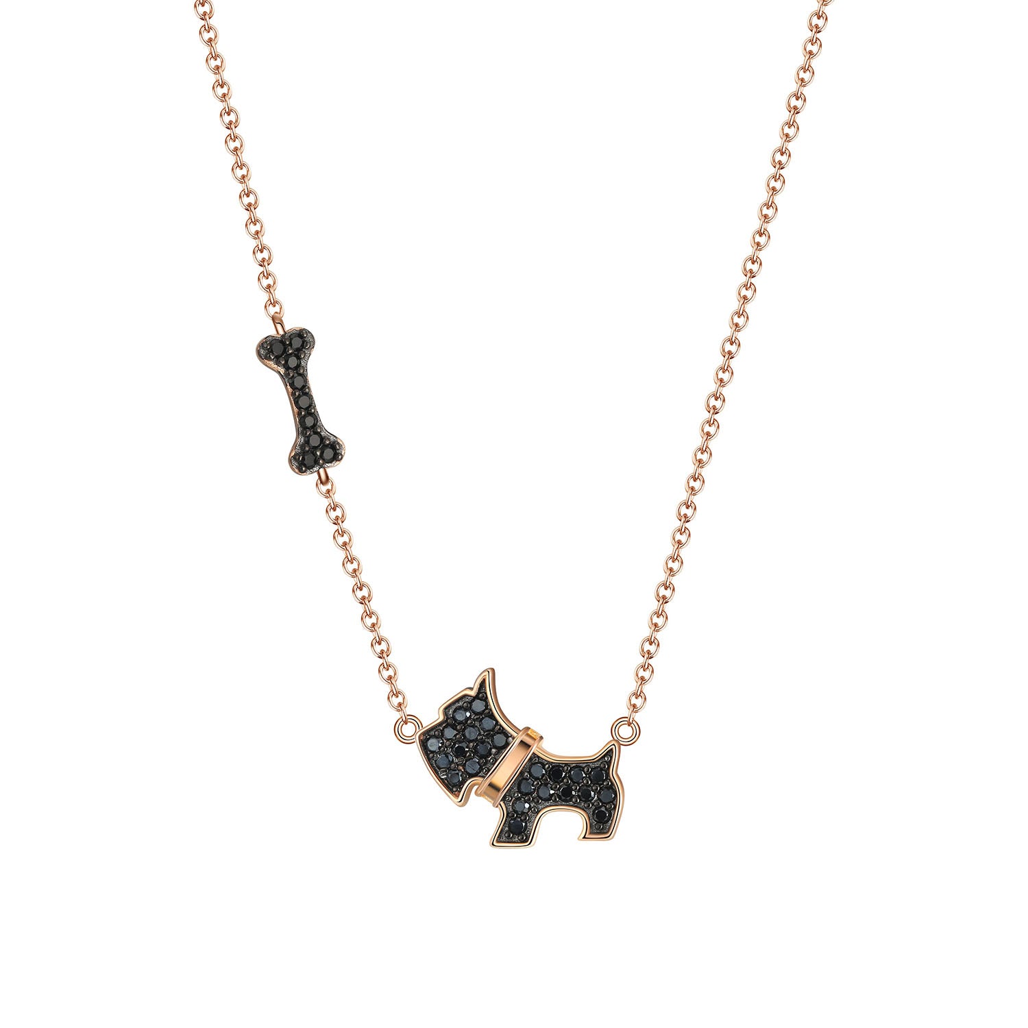 Scottie Dog Bone Earring Necklace Set for Women Sterling Silver Ginger Lyne Collection - Set