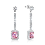 Load image into Gallery viewer, Halo Dangle Earrings for Women Sterling Silver Pink Clear CZ Ginger Lyne Collection - Pink
