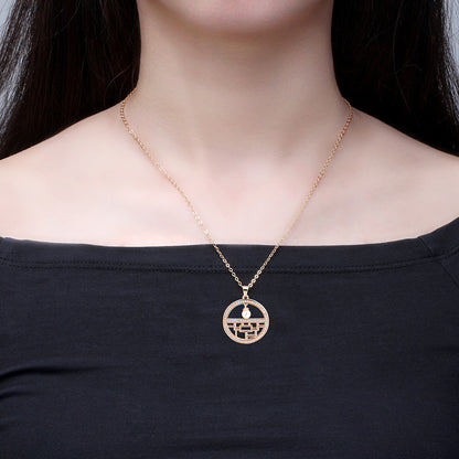 Flower Window Pattern Pendant Necklace for Women Cz Simulated Pearl Ginger Lyne Collection - Rose Gold