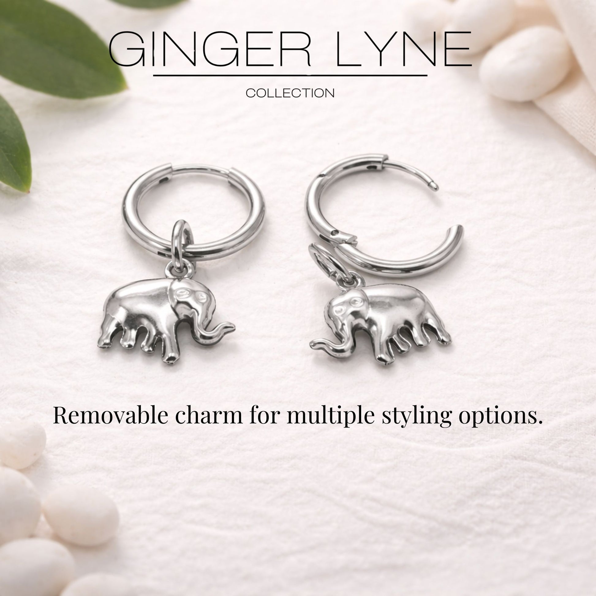 DangleElephantHoopEarringsforWomenNon-PlatedSilverToneStainlessSteelbyGingerLyne_Silver-3