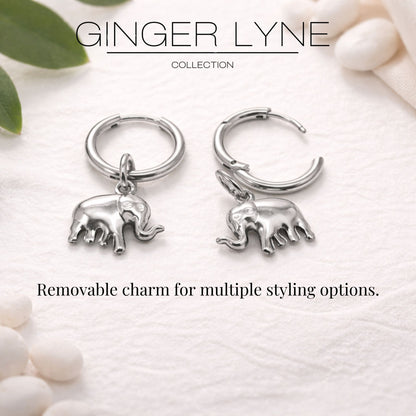 DangleElephantHoopEarringsforWomenNon-PlatedSilverToneStainlessSteelbyGingerLyne_Silver-3