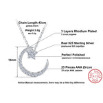 Load image into Gallery viewer, Moon Star Pendant Necklace Women  Sterling Silver Clear Cz Ginger Lyne Collection
