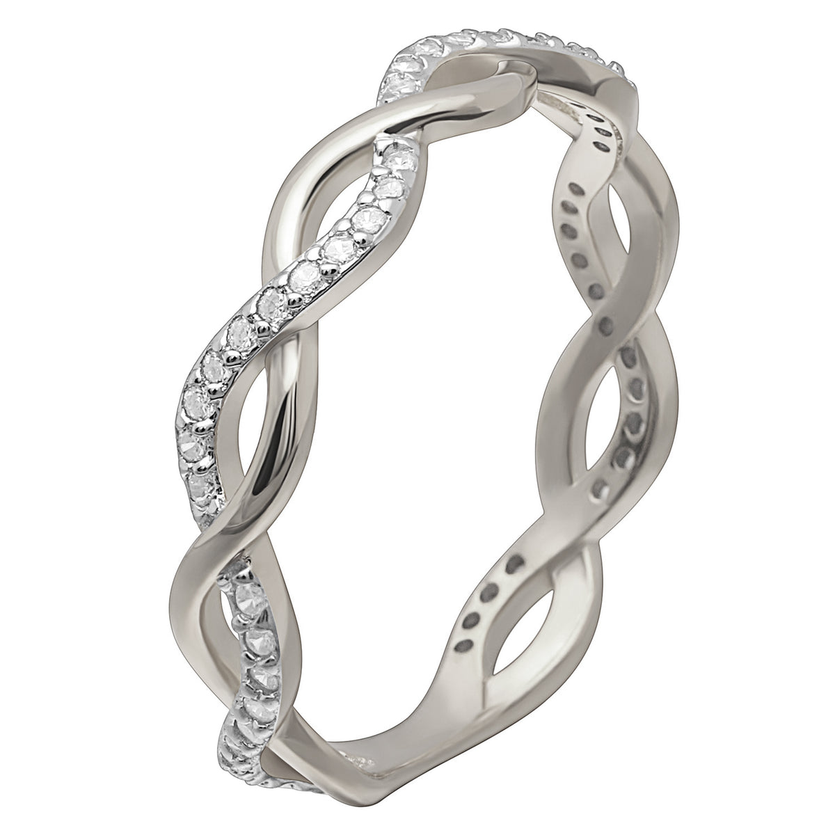 LindaTwistedCrossoverWeddingBandRingforWomenSterlingSilverCubicZirconiaSize6byGingerLyne_Silver-1