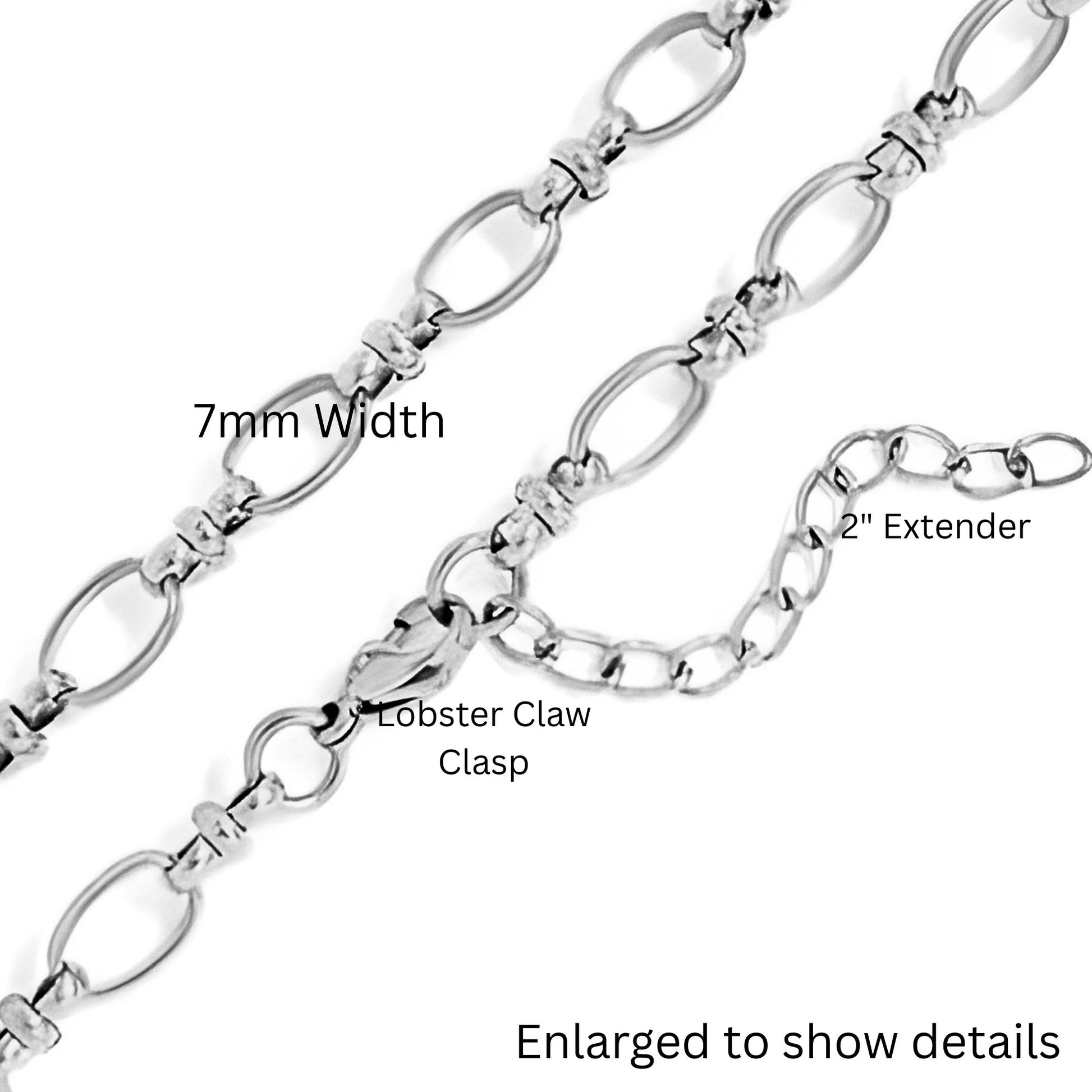 Oval Link Circle Chain Necklace for Women 18KT Gold Plated Stainless Steel 16"-18" Ginger Lyne Collection - Silver-Tone