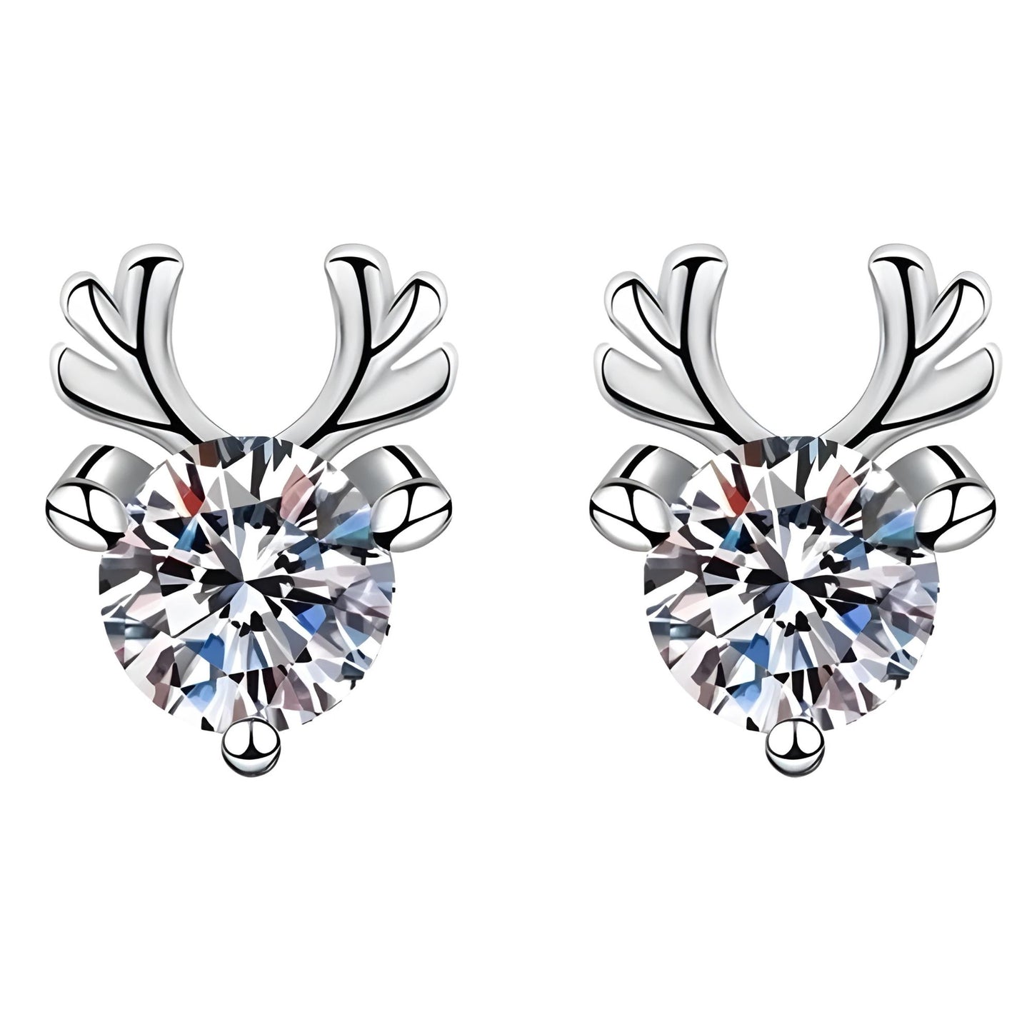 CZReindeerChristmasEarringsforWomenWhiteGoldPlatedStudbyGingerLyne_Silver-1