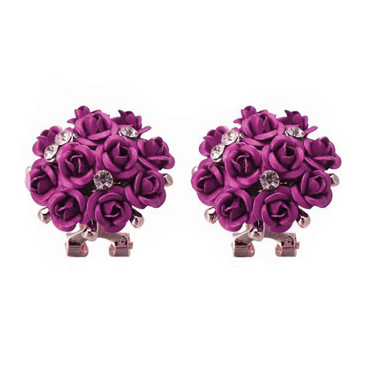 Rose Stud Earrings Purple Gold Plated Womens by Ginger Lyne Collection