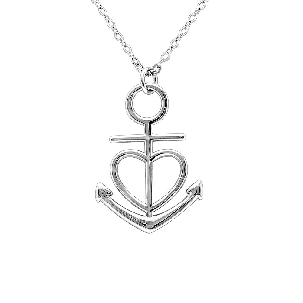 Mom Greeting Card Silver Anchor Heart Necklace Women Ginger Lyne Collection - Mom-255