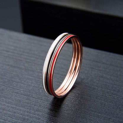 3-Ring Wedding Band Set for Women Rose gold Sterling Silver Ginger Lyne Collection Size 7