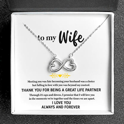 Wife Greeting Card Sterling Silver Infinity Heart Necklace Women Ginger Lyne Collection