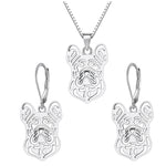 Load image into Gallery viewer, French Bulldog Dog Set Necklace Earrings for Women Sterling Silver Ginger Lyne Collection - Dog Set
