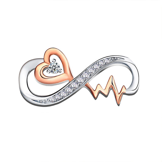 Infinity Heartbeat Charm European Bead Sterling Silver Clear CZ Ginger Lyne Collection