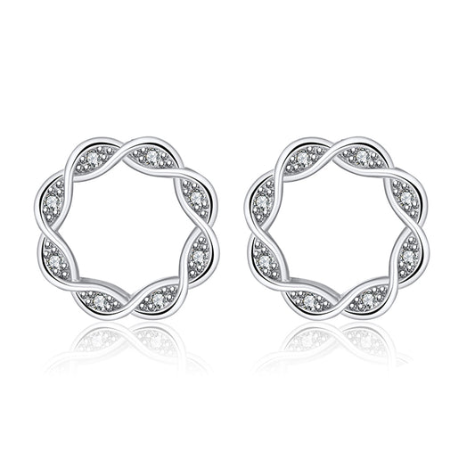 Helix Stud Earrings for Women Twisted Circle Sterling Silver Cz Ginger Lyne Collection