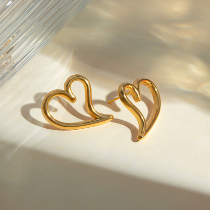 CurvedHeartEarringsforWomenGoldStainlessSteelChunkyStudsLightweightGingerLyne_Gold-3