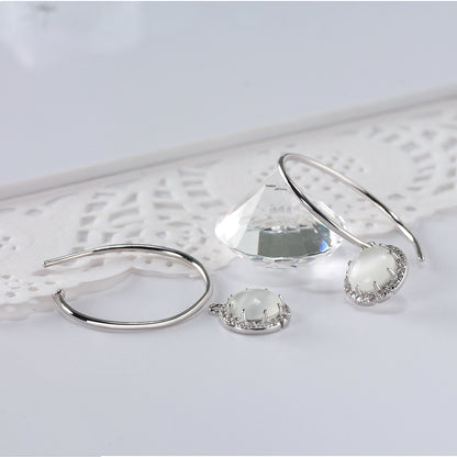 Drop Hook Earrings for Women Sterling Silver Cubic Zirconia Charm Ginger Lyne Collection - White