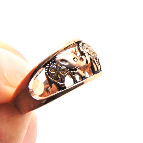 Elephant Ring Band Girls Rose Gold Plated Crystal Women Ginger Lyne Collection Size 5