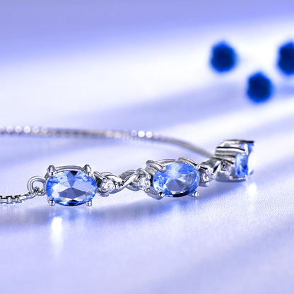 Adjustable Chain Bracelet  for Women Silver Created Blue Topaz Ginger Lyne Collection